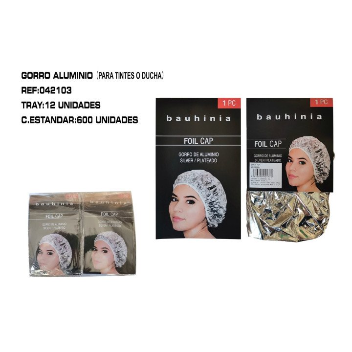 GORRO DE DUCHA COLOR PLATEADO 12/U