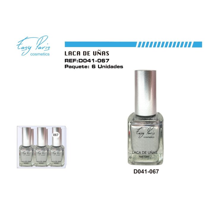 LACA DE UÑAS PLATEADO 6/U