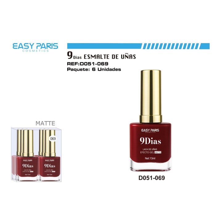 LACA DE UÑAS 9 DIAS BURDEO MATE 6/U