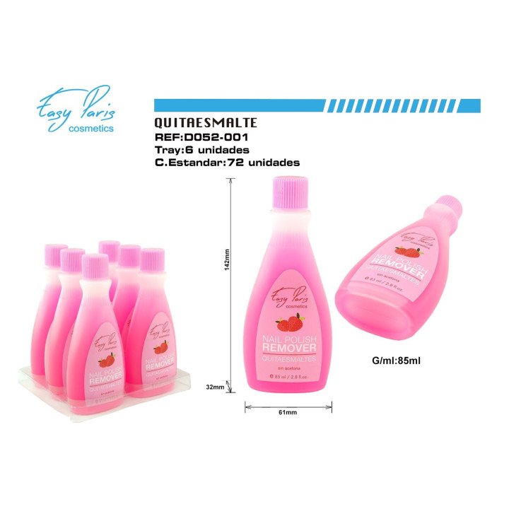 QUITAESMALTE S/ACETONA AROMA FRESA 85ML 6/U