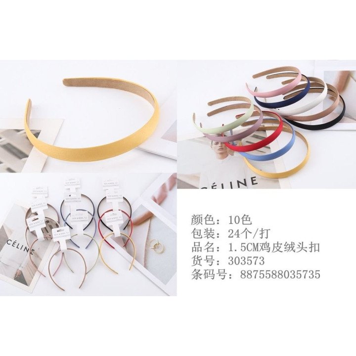 DIADEMAS 1.5CM C/FORRO COLOR 24/U N.B