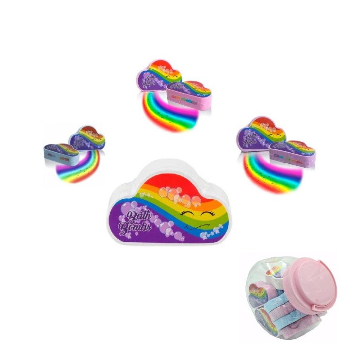 BOMBA DE BAÑO NUBE ARCO IRIS SUTIDOS 150G