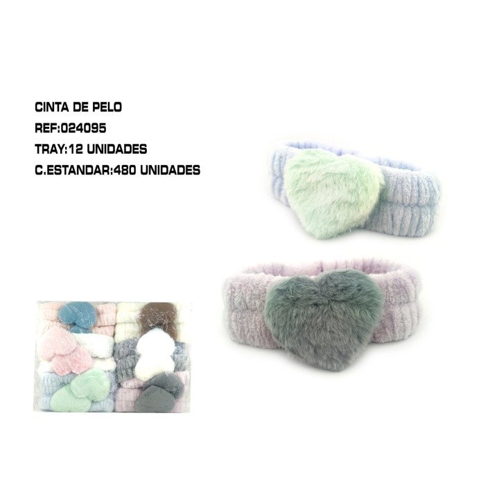 CINTA DE PELO C/CORAZON 12/U