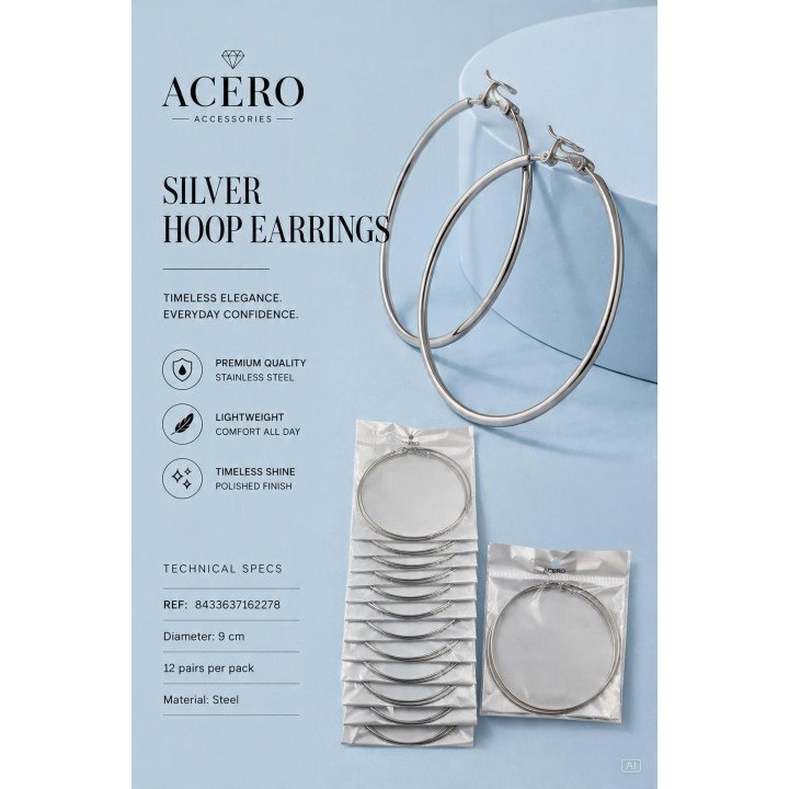 PEND.AROS 9CM ACERO. 12/P NS