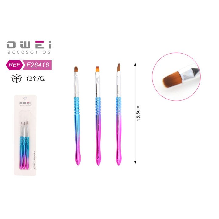 SET PINCELES MANICURAS 3PCS 12/U F26416