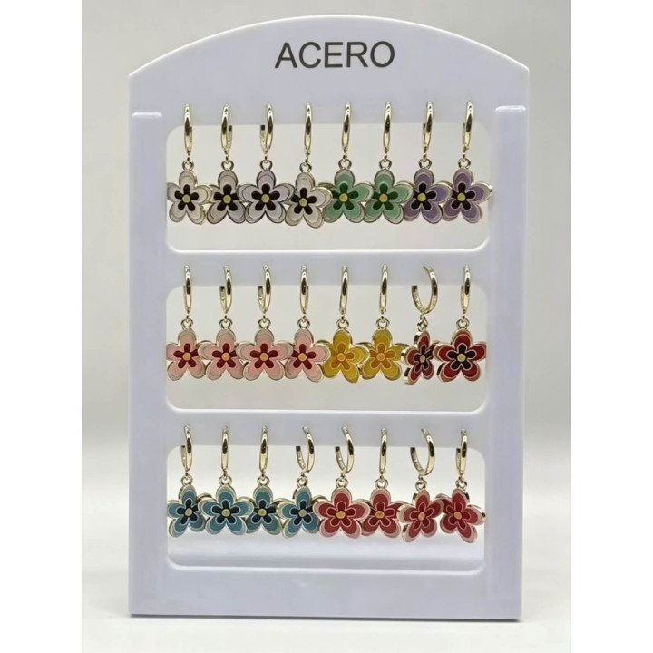 PENDIENTES FLOR ACERO 12/P NS