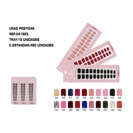 24 UÑAS POSTIZAS C/ADHESIVO 12/U 480/C