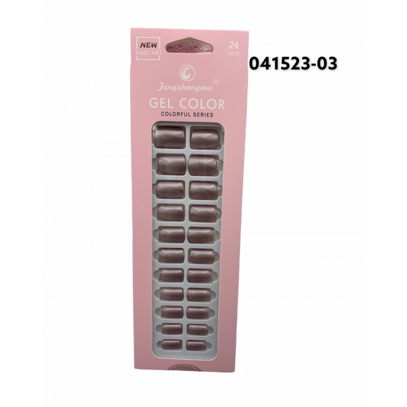 24 UÑAS POSTIZAS PERLA ROSADO C/ADHESIVO 12/U 480/C