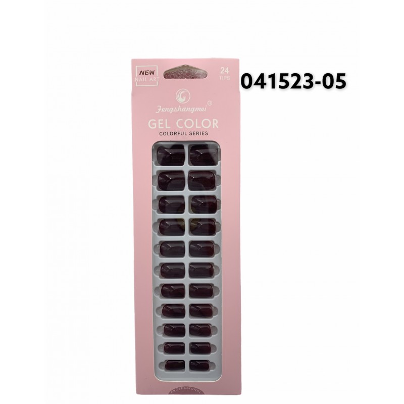 24 UÑAS POSTIZAS GRANATE C/ADHESIVO 12/U 480/C