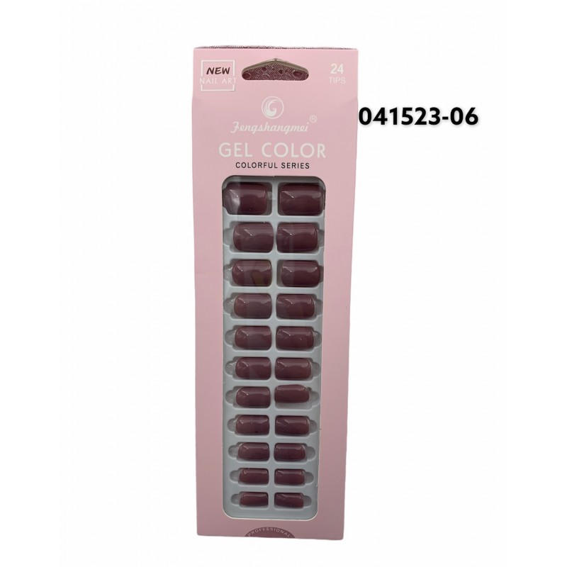 24 UÑAS POSTIZAS MARRON ROSADO C/ADHESIVO 12/U 480/C