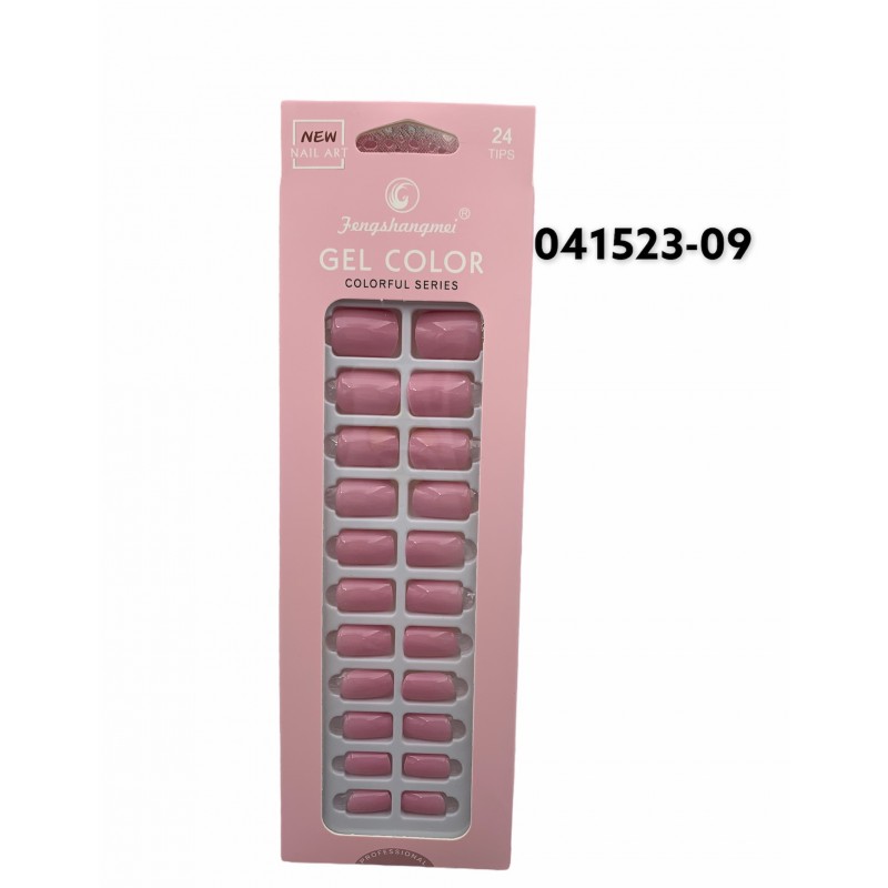 24 UÑAS POSTIZAS ROSA CHICLE C/ADHESIVO 12/U 480/C