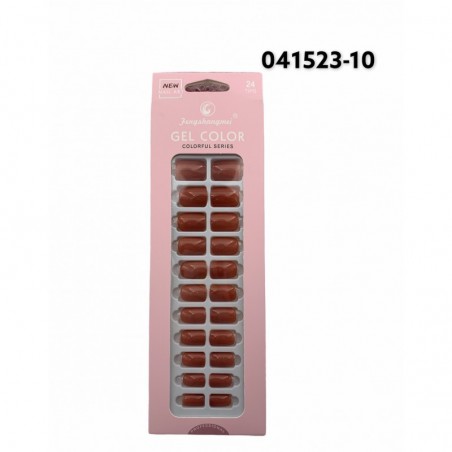 24 UÑAS POSTIZAS ROJO ANARANSADO C/ADHESIVO 12/U 480/C