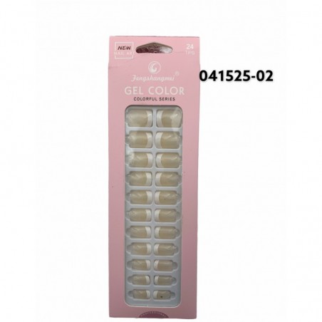 24 UÑAS POSTIZAS FRANCESA TRANSPARENTE C/ADHESIVO 12/U 480/C