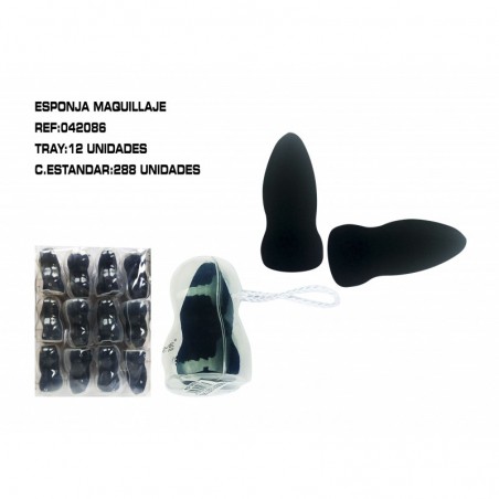 ESPONJA MAQUILLAJE COLOR NEGRO 12/U