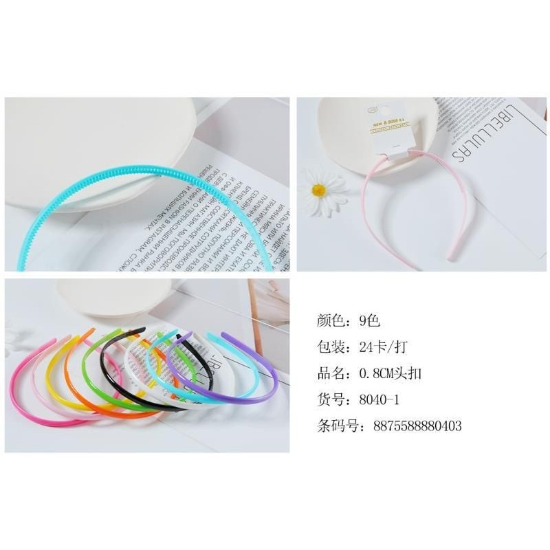 DIADEMA COLOR 0.8CM 24/U 8040-1 N.B.