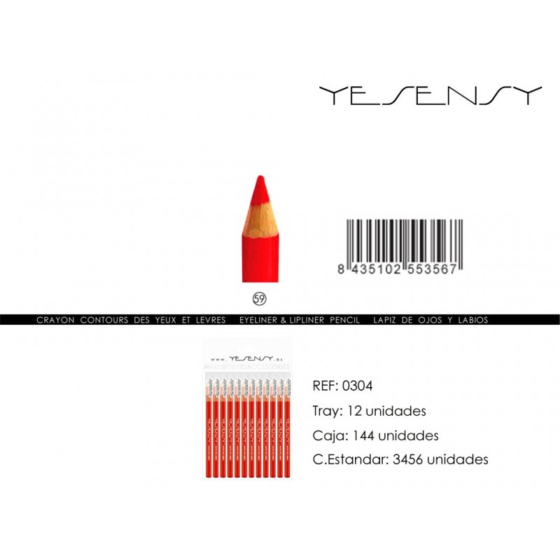 LAPIZ DE OJOS/LABIOS 12/U  ROJO