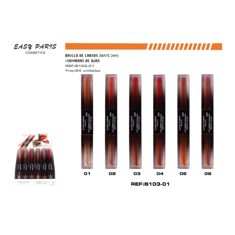 BRILLO DE LABIOS MATTE +SOMBRA DE OJOS BRILLANTE 24/U 288/U