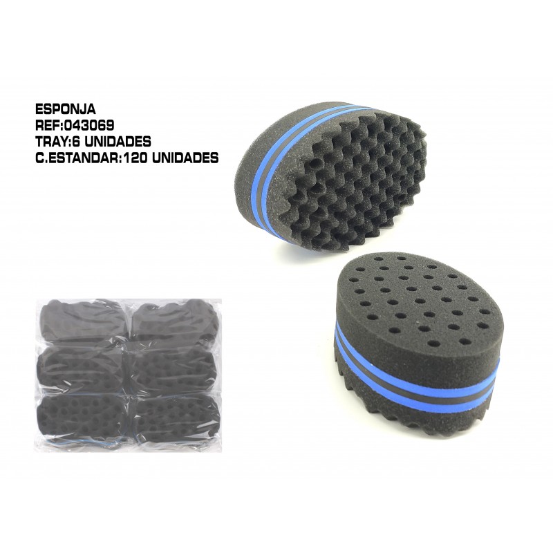 ESPONJA NEGRA PARA CABELLO RIZO 6/U