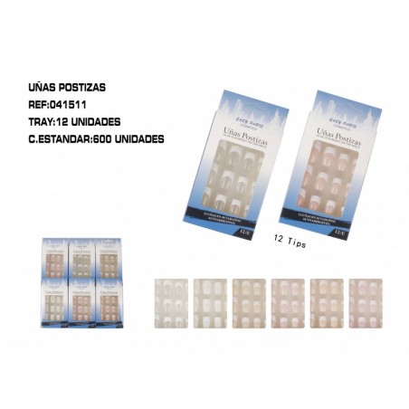 UÑAS POSTIZAS C/ADHESIVO 12/U 600/C