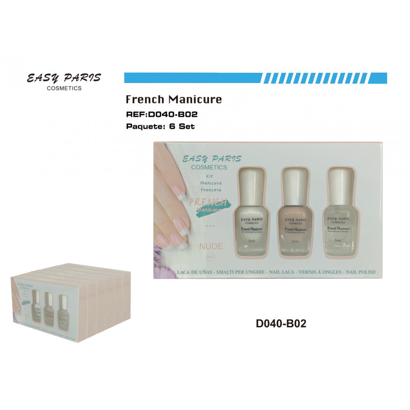 KIT LACA DE UÑAS MANICURA FRANCESA 5/U
