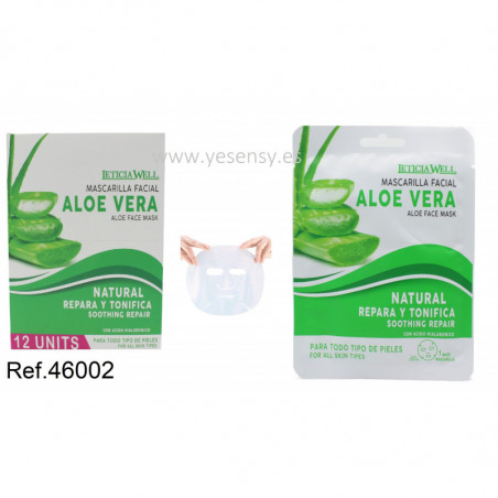 MASCARILLA FACIAL ALOE VERA VERDE 12/U 46002