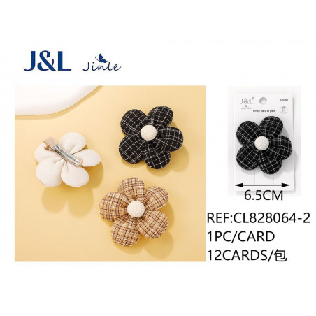 PINZA DE PELO FLOR NIÑAS 12/U 6.5CM CL828064-2