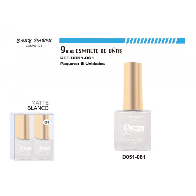 LACA DE UÑAS 9 DIAS BLANC MATE 6/U